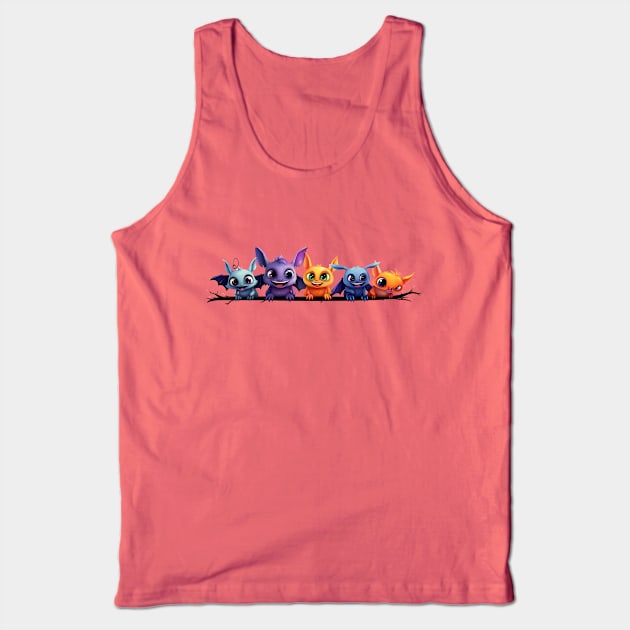 Spooky Halloween Bat Family Tank Top by DivShot 